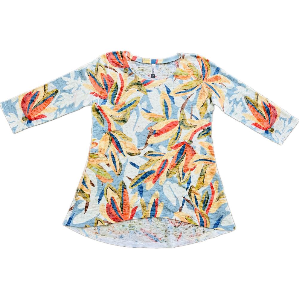 Sundance Whimsy Rose Katherine Hi-Lo Thermal Tunic Blouse Top Shirt Palm M
